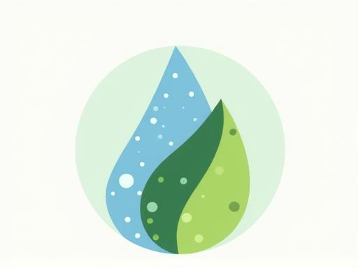 Leaf icon integrated with a water droplet, symbolizing eco-friendly processes.