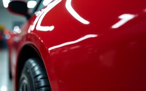 Close-up of a car's paint before and after correction.